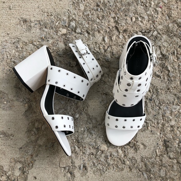 NWOT Rebecca Minkoff white leather heel sandals